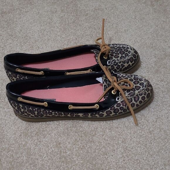 Sperry Women's Topsider Leopard Print Loafers - Black and Tan Sz 11M - Picture 2 of 9